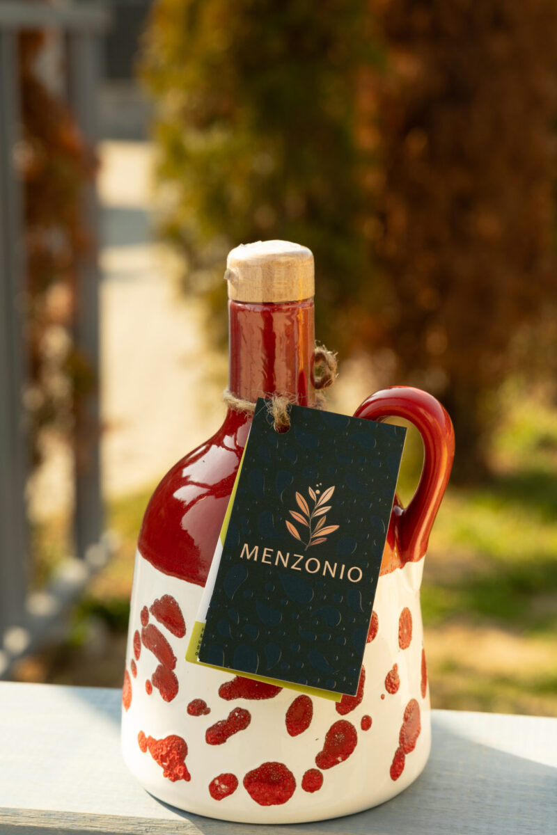 Nativem Olivenöl Extra - Keramikflasche Menzonio Rotwein – Bild 8